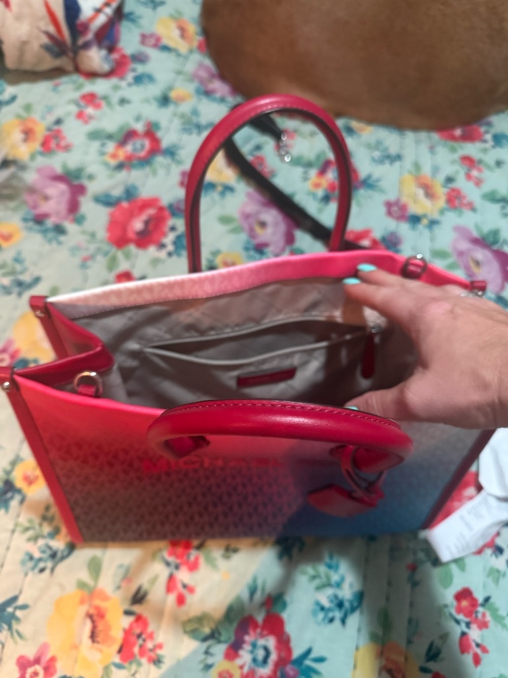 Michael Kors Pink Gradient Logo Tote with Top Handles